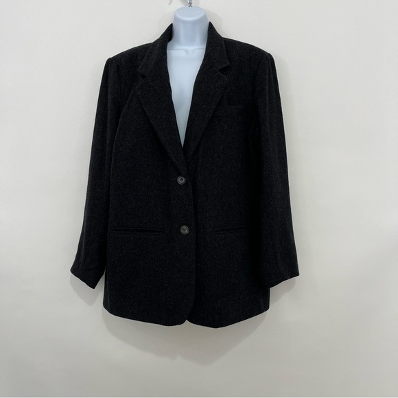 Eddie Bauer Charcoal Gray Wool Angora Blend Lined Blazer - Picture 1 of 14